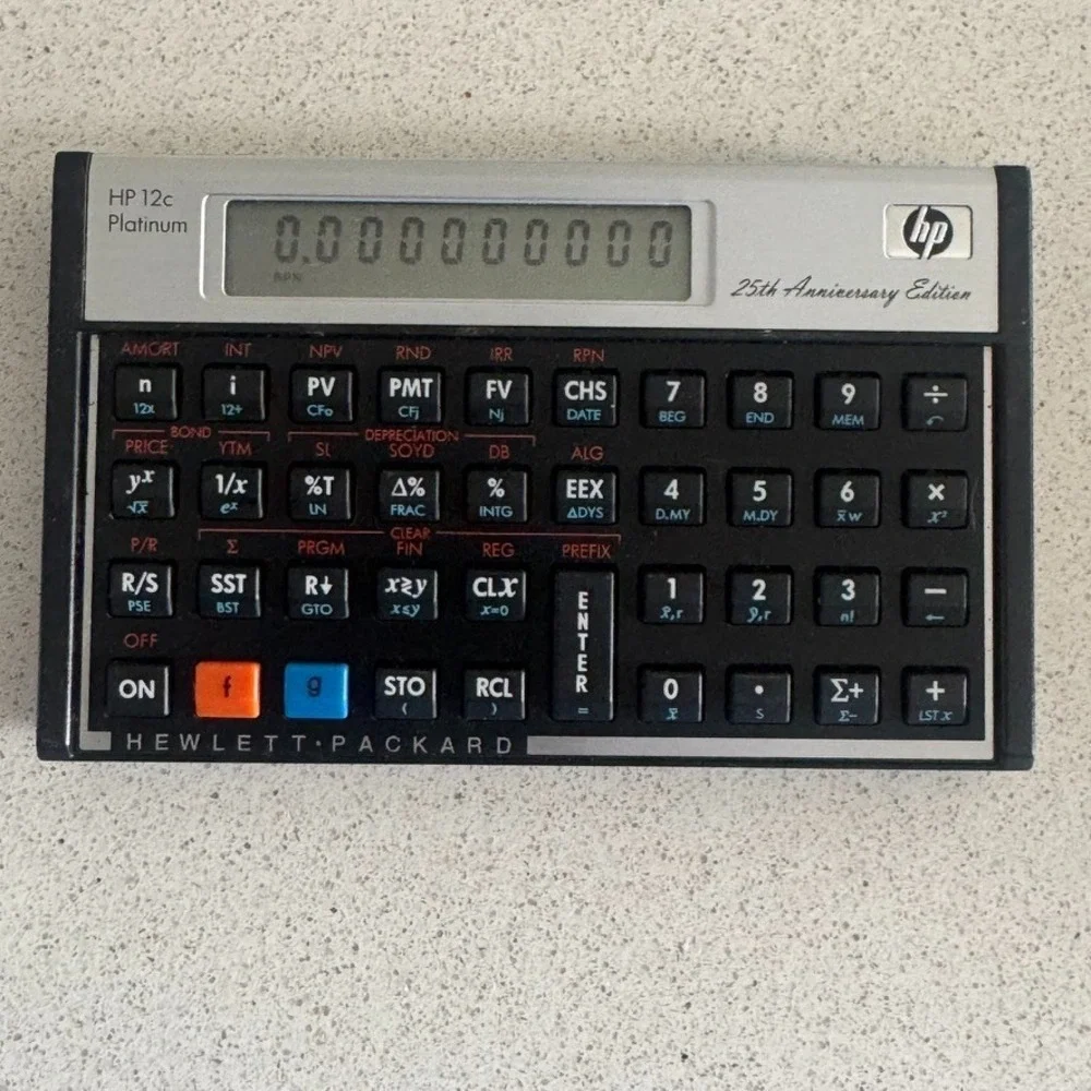 HP 12C Financial Calculator Black Tested - Works School College